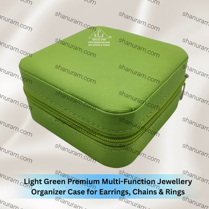 Light Green Premium Multi-Function Jewellery Organizer Case for Earrings, Chains & Rings
