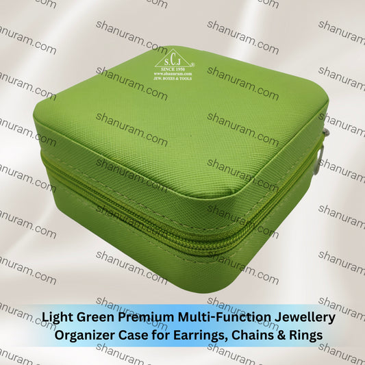 Light Green Premium Multi-Function Jewellery Organizer Case for Earrings, Chains & Rings