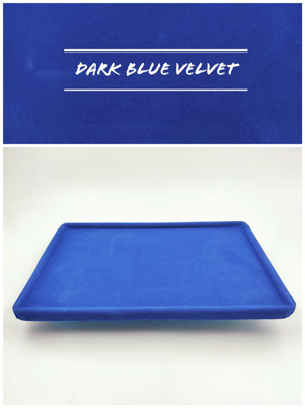 Dark Blue Velvet Round Boundary Jewellery Display Tray