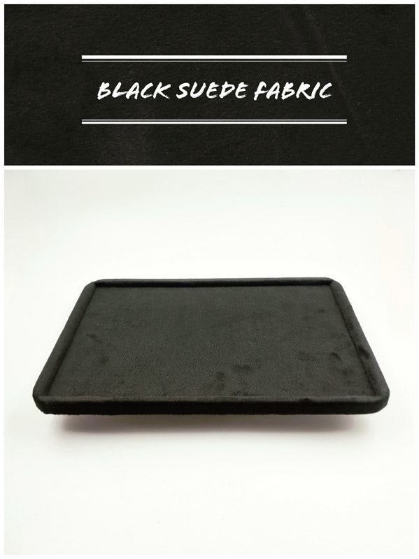 Black Suede Fabric Round Boundary Jewellery Display Tray