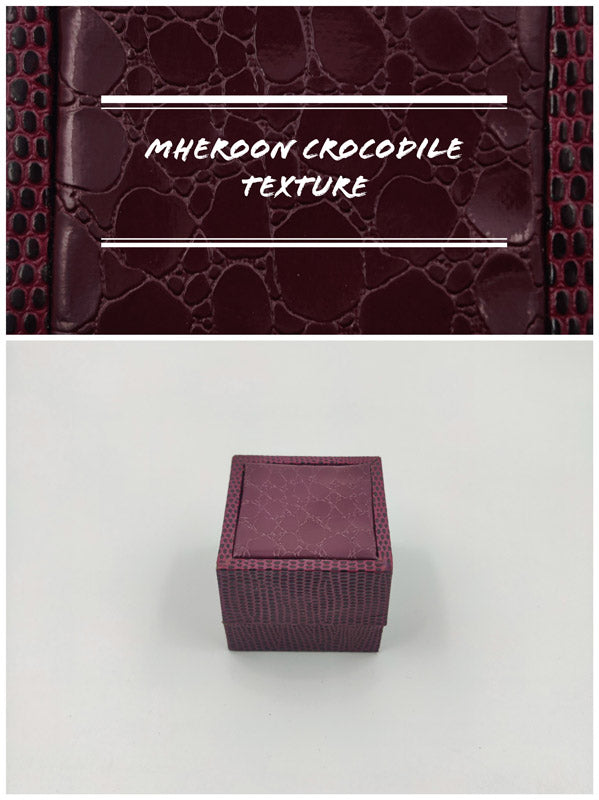 Maroon Crocodile Texture Small Ring Box