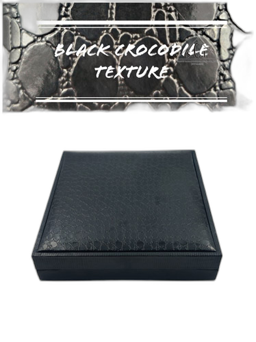 Black Crocodile Texture Large Necklace Set Box