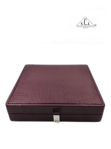 Maroon Crocodile Texture Large Necklace Set Box