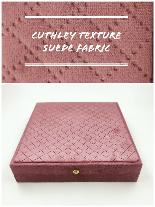 Pink Cuthley Texture Suede Fabric Medium Necklace set LED Light Box