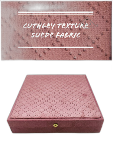 Pink Cuthley Texture Suede Fabric Medium Necklace set LED Light Box