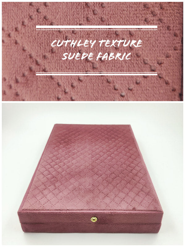 Pink Cuthley Texture Suede Fabric Rani Necklace (haar) set LED Light Box