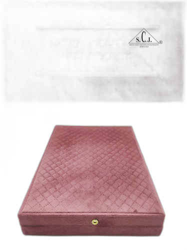 Pink Cuthley Texture Suede Fabric Rani Necklace (haar) set LED Light Box