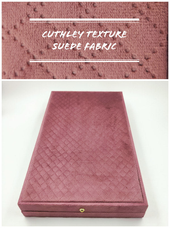 Pink Cuthley Texture Suede Fabric Long Necklace set LED Light Box