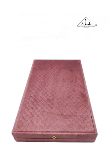 Pink Cuthley Texture Suede Fabric Long Necklace set LED Light Box