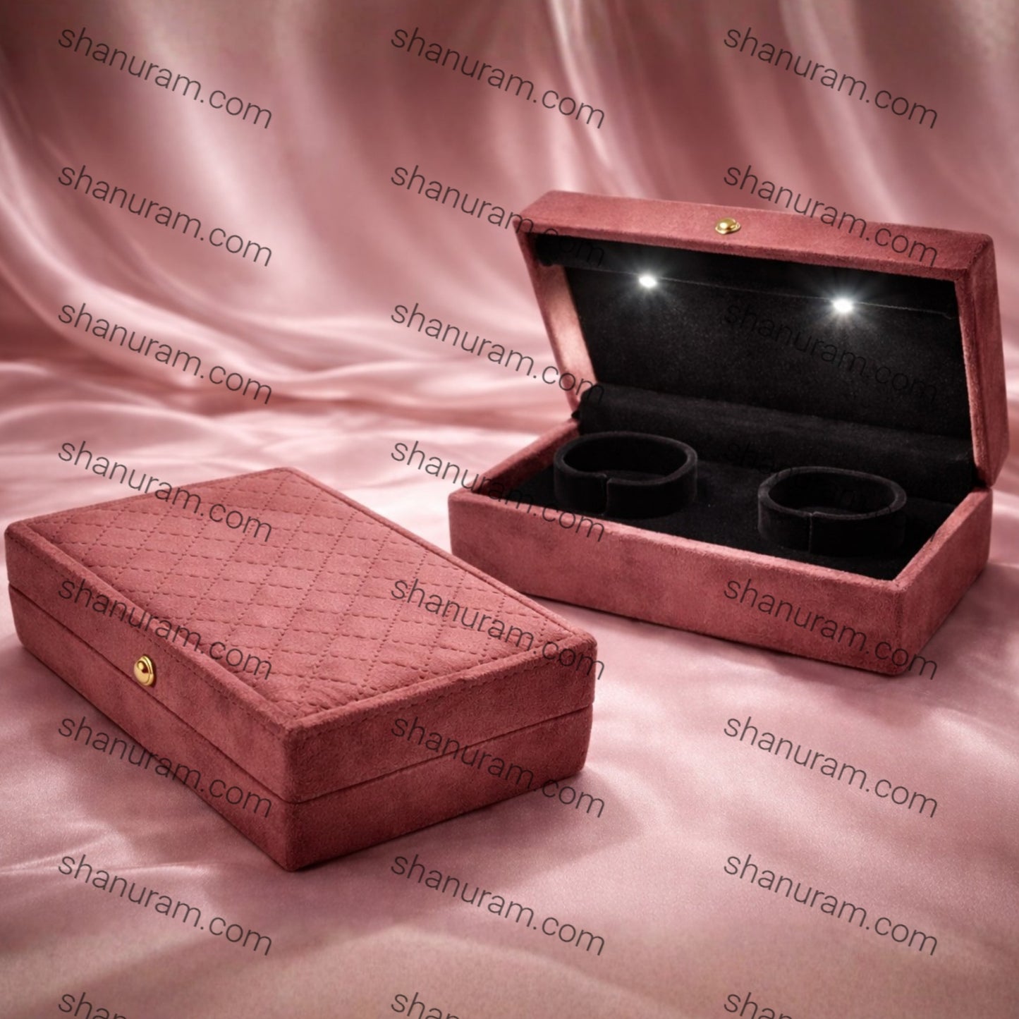 Pink Cuthley Texture Suede Fabric Double Bangle LED Light Box