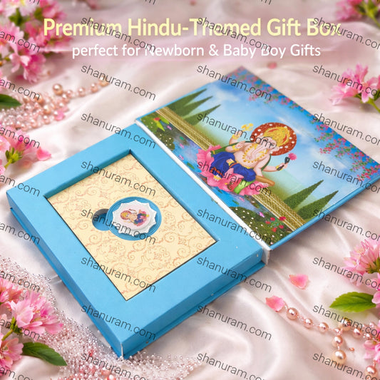 Premium Hindu-Themed Baby Gift Box with Pure Silver Coin – Perfect for Newborn & Baby Boy Gifts