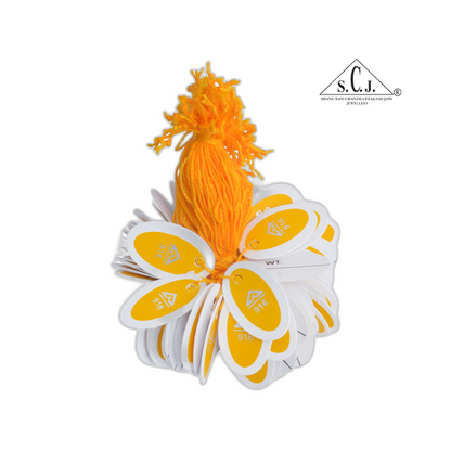 916 Hallmark Oval Tags with Yellow Thread (Pack of 10 Bunches) | Approx. 500 Tags)