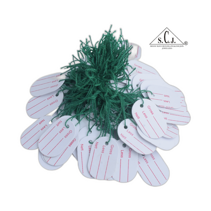 Jewelry Price Tags with String – Oval White (Pack of 10 Bunches | Approx. 500 Tags)