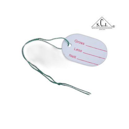 Jewelry Price Tags with String – Oval White (Pack of 10 Bunches | Approx. 500 Tags)