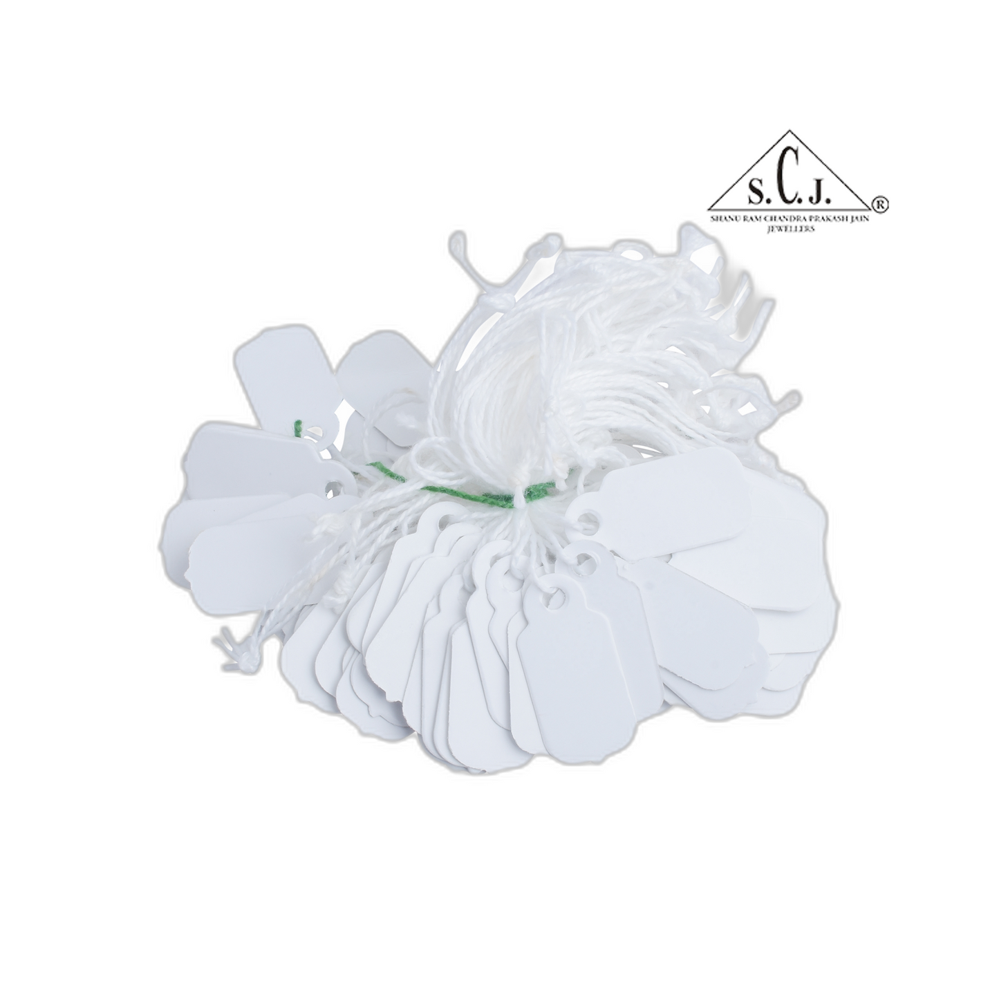 Plain White Jewelry Price Tags with White Thread (Pack of 10 Bunches | Approx. 500 Tags)