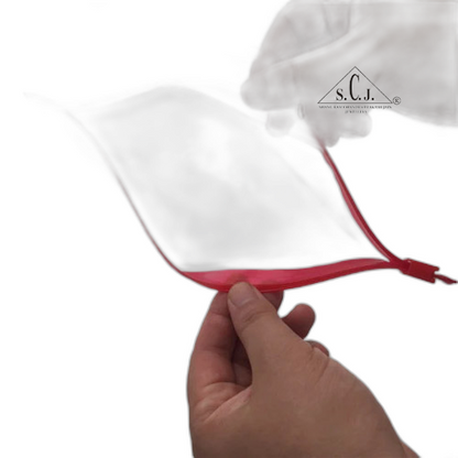Transparent Red Zipper Pouch 100 piece/pack, 7.5 x 4.5 inch