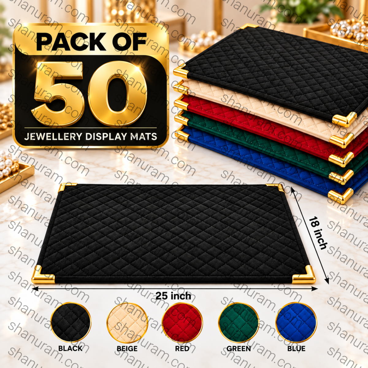 SCJ Premium Suede Jewellery Display Counter Cloth 18 x 25 Inches with Metal Corners | Jewellery & Gemstone Display Mat
