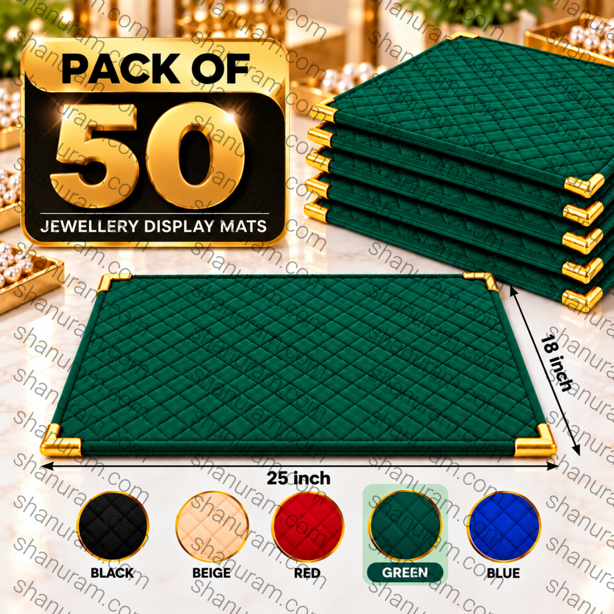 SCJ Premium Suede Jewellery Display Counter Cloth 18 x 25 Inches with Metal Corners | Jewellery & Gemstone Display Mat