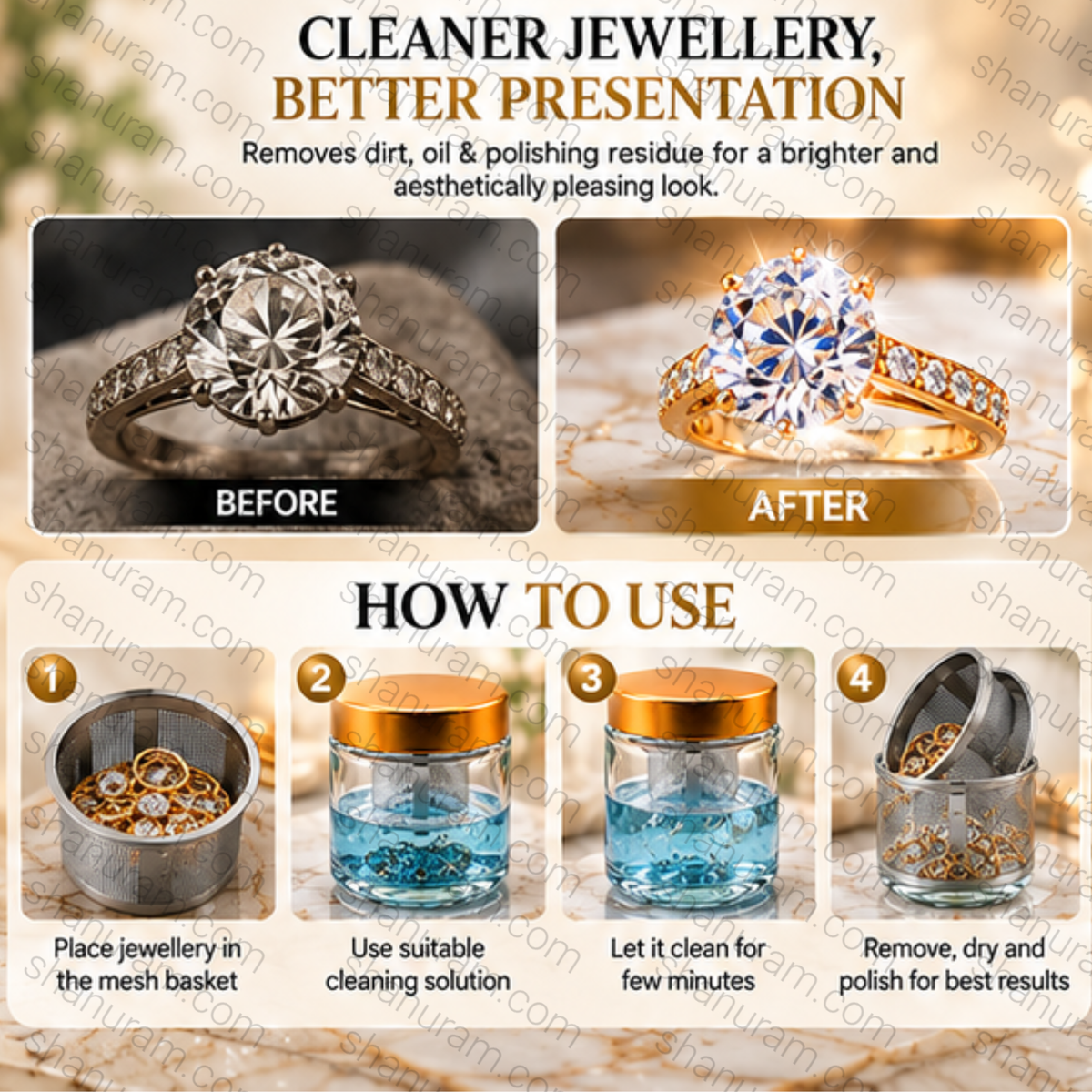 Diamond Washing Jar with Stainless Steel Mesh Basket | Jewellery Cleaning & Polishing Jar