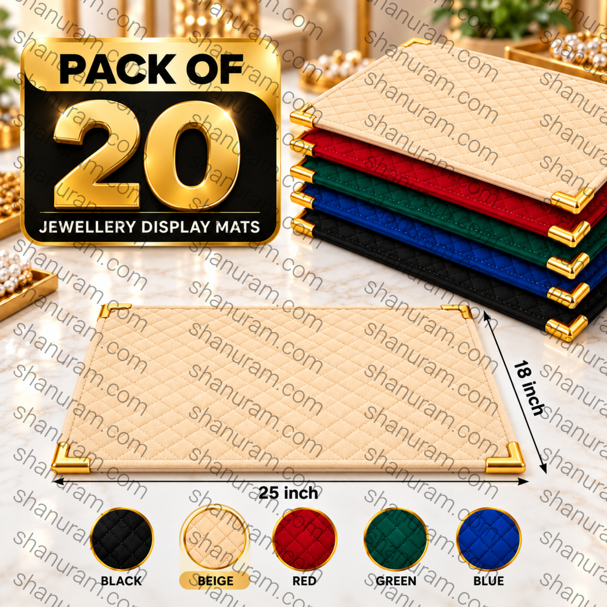 SCJ Premium Suede Jewellery Display Counter Cloth 18 x 25 Inches with Metal Corners | Jewellery & Gemstone Display Mat