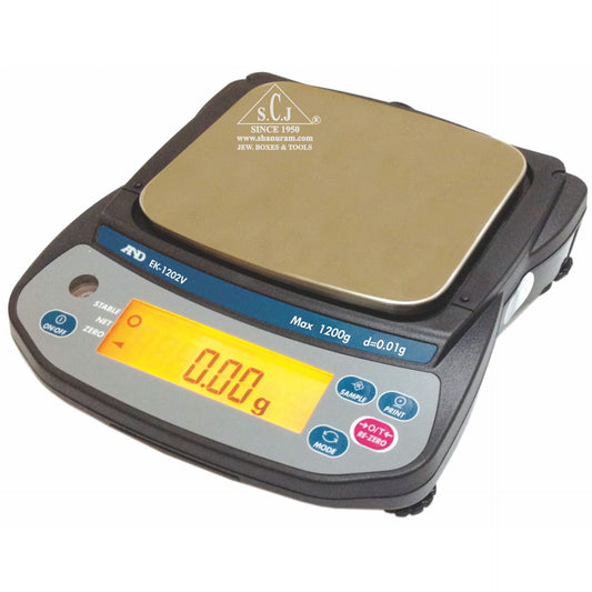 SCJ EK-1202V jewellery weighing machine 0.01g accuracy with LCD backlit display and RS-232 interface