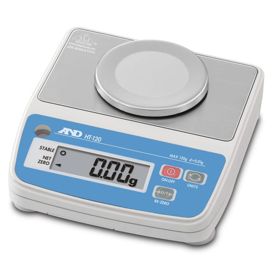 SCJ HT-120 portable weighing scale 120g with stainless steel pan and 0.01g readability for jewellery and lab use