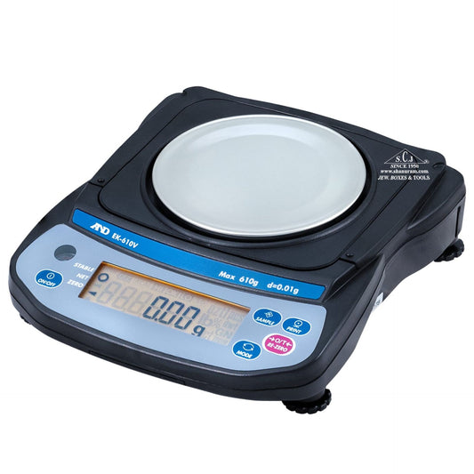 A&D EK-610V Jewellery Weighing Scale – 610g Capacity, 0.01g Precision, LED Display, RS-232 Interface