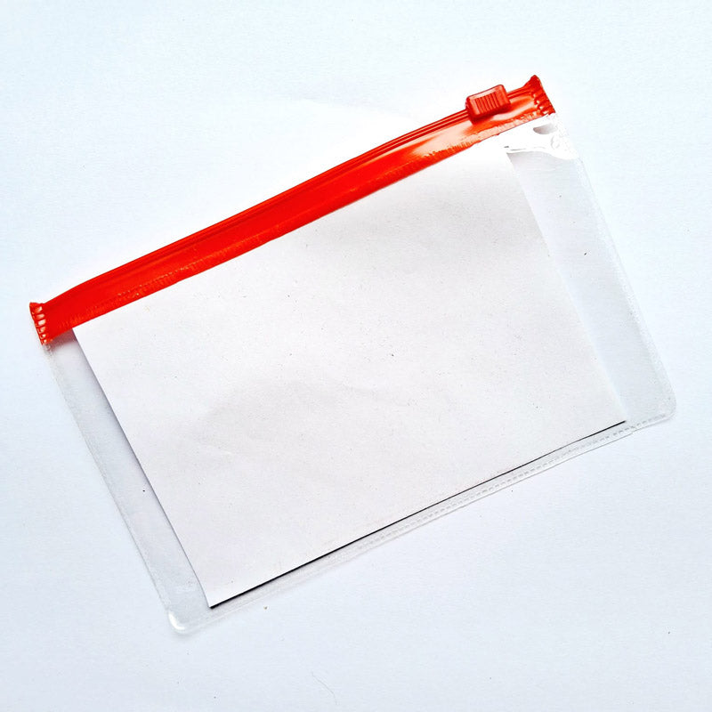 Transparent Red Zipper Pouch 100 piece/pack, 7.5 x 4.5 inch