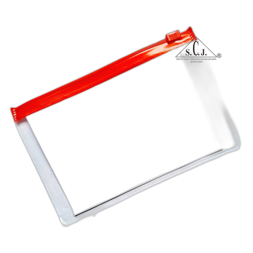 Transparent Red Zipper Pouch 100 piece/pack, 7.5 x 4.5 inch