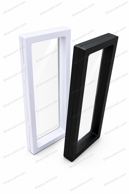 SCJ 3D Floating Display Frame 7 x 23 x 2 cm for Jewellery, Coins & Collectibles – Black & White | Pack of 100