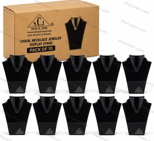 SCJ Chain & Necklace Jewellery Display Stand – 10 Inch Black | Pack of 10