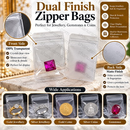 Premium Transparent Zipper Pouch for Gold &amp; Silver Coins, Gemstones