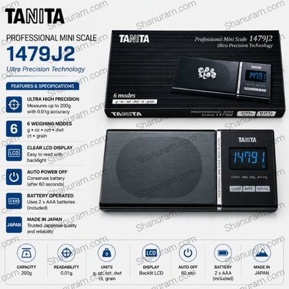 TANITA Professional Mini Digital Scale 1479J2 – 200g High Precision Jewellery Scale