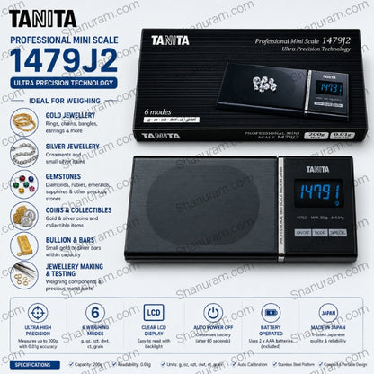 TANITA Professional Mini Digital Scale 1479J2 – 200g High Precision Jewellery Scale