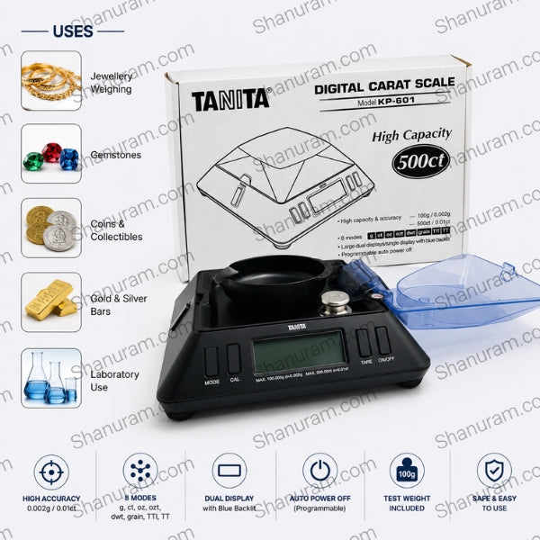 TANITA Digital Carat Scale KP-601 – 500ct High Capacity Precision Jewellery Scale