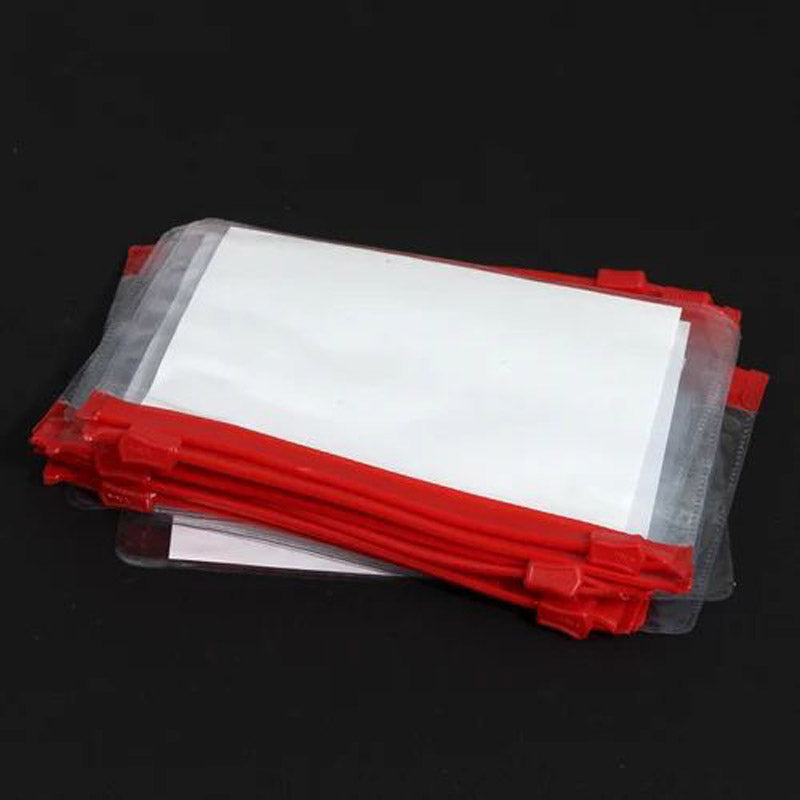 Transparent Red Zipper Pouch 100 piece/pack, 5 x 3.25 inch